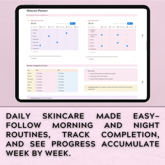Skincare Planner – Notion Template